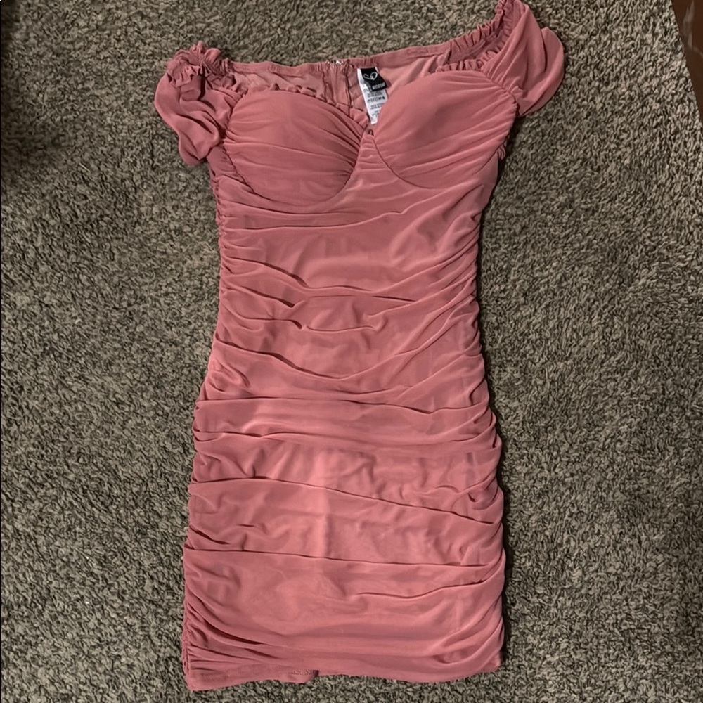 Windsor Pink Ruched Bodycon Mini Dress
